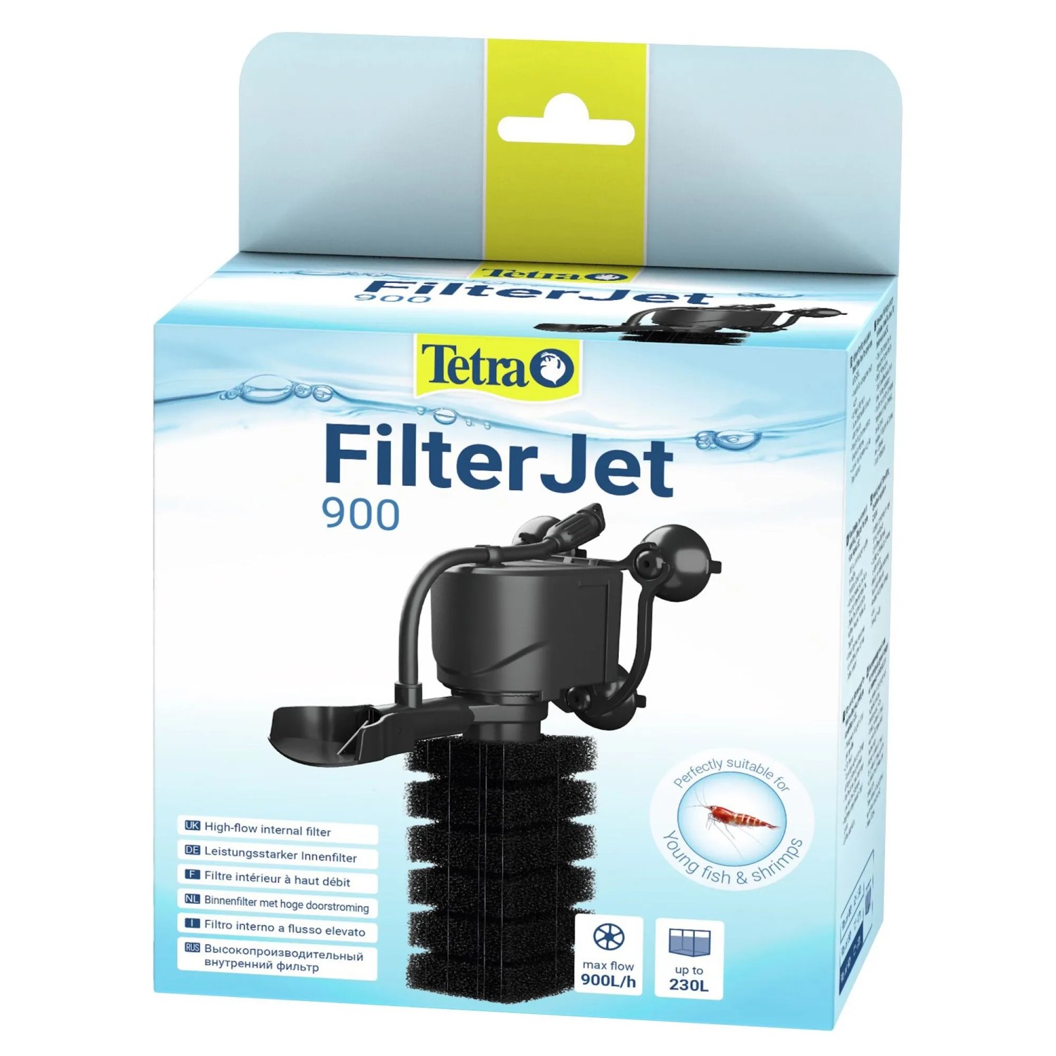 Verpackung des Tetra Aquarienfilter FilterJet 900, ein Innenfilter für Aquarien.