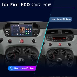 Junsun Autoradio für Fiat 500 (2007-2015): 7-Zoll Touchscreen mit CarPlay/Android Auto im Vergleich zum Originalradio.