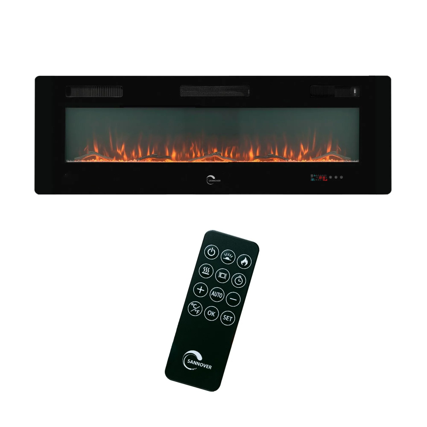 Sannover Elektrokamin mit LED-Flammeneffekt Valtaia Plat 2000 W 152 cm