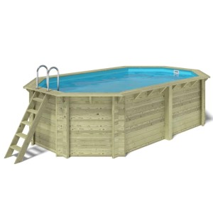 ALTANKA Holzpool Nemo 5,79x3,49 Höhe 1,45 m mit am Beton Verschraubten Stützen BAS7304OSPL