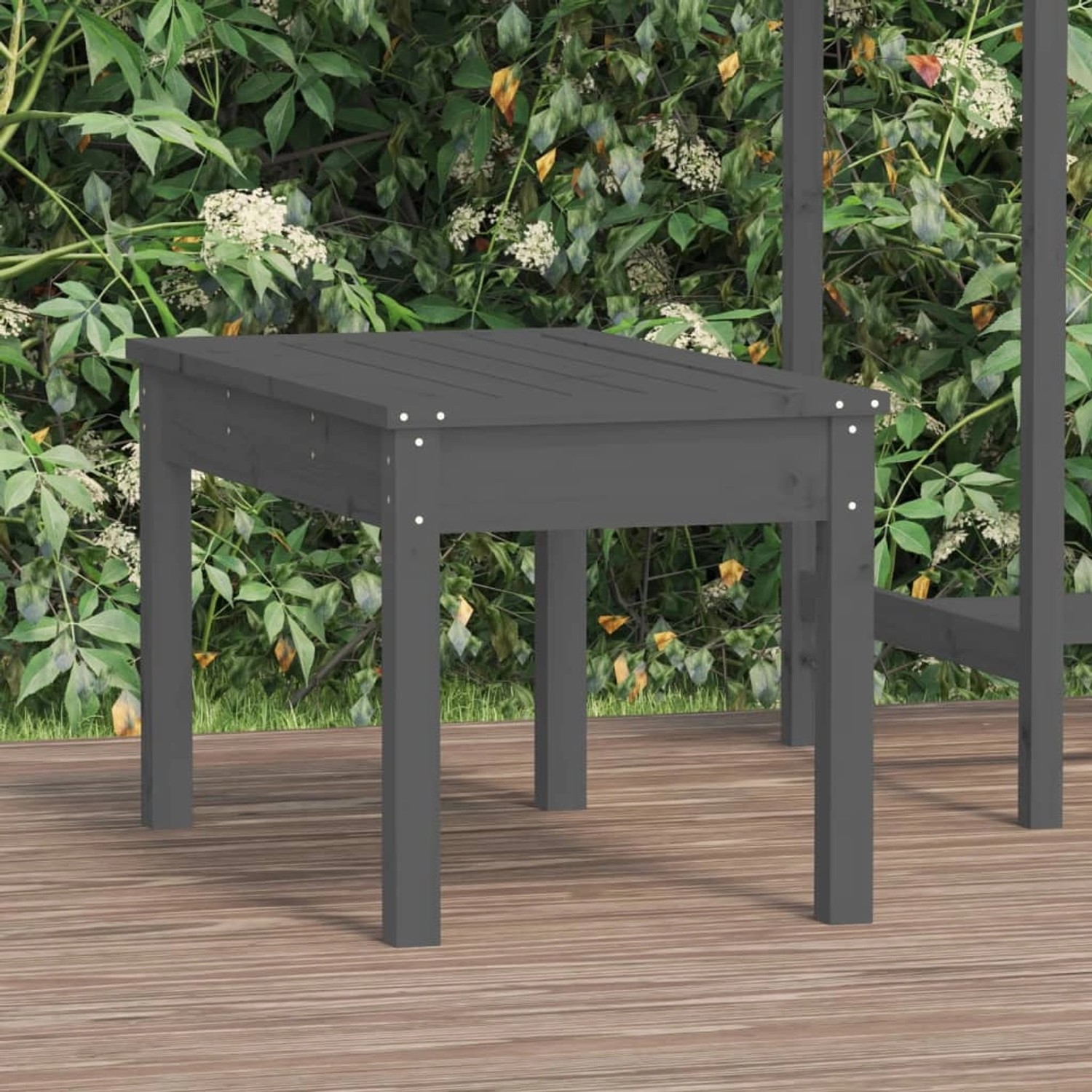 Graue VidaXL Gartenbank aus Kiefernholz, 80x44x45 cm, für Garten, Terrasse oder Balkon.