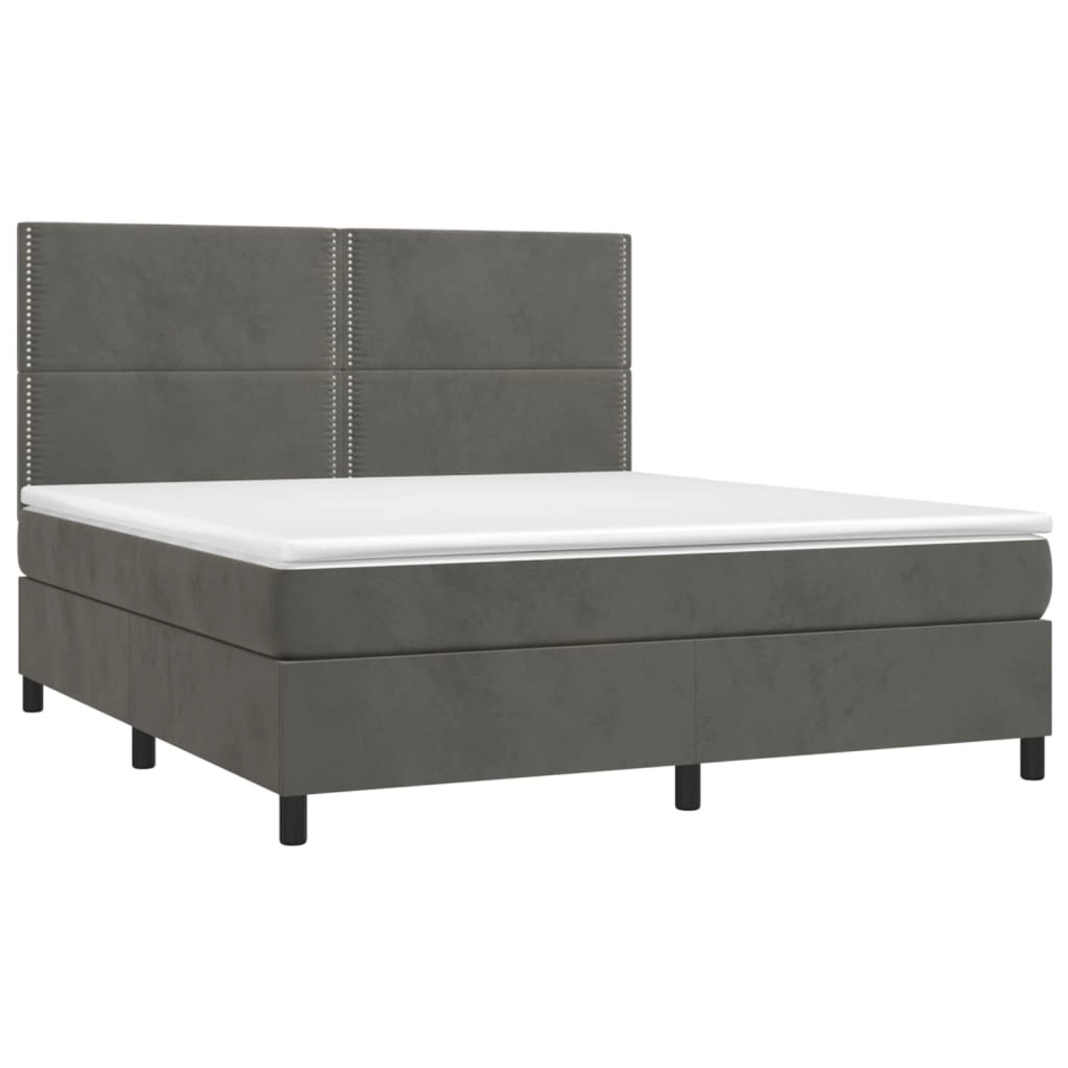 vidaXL Boxspringbett mit Matratze & LED Dunkelgrau 160x200 cm Samt 3136072 günstig online kaufen