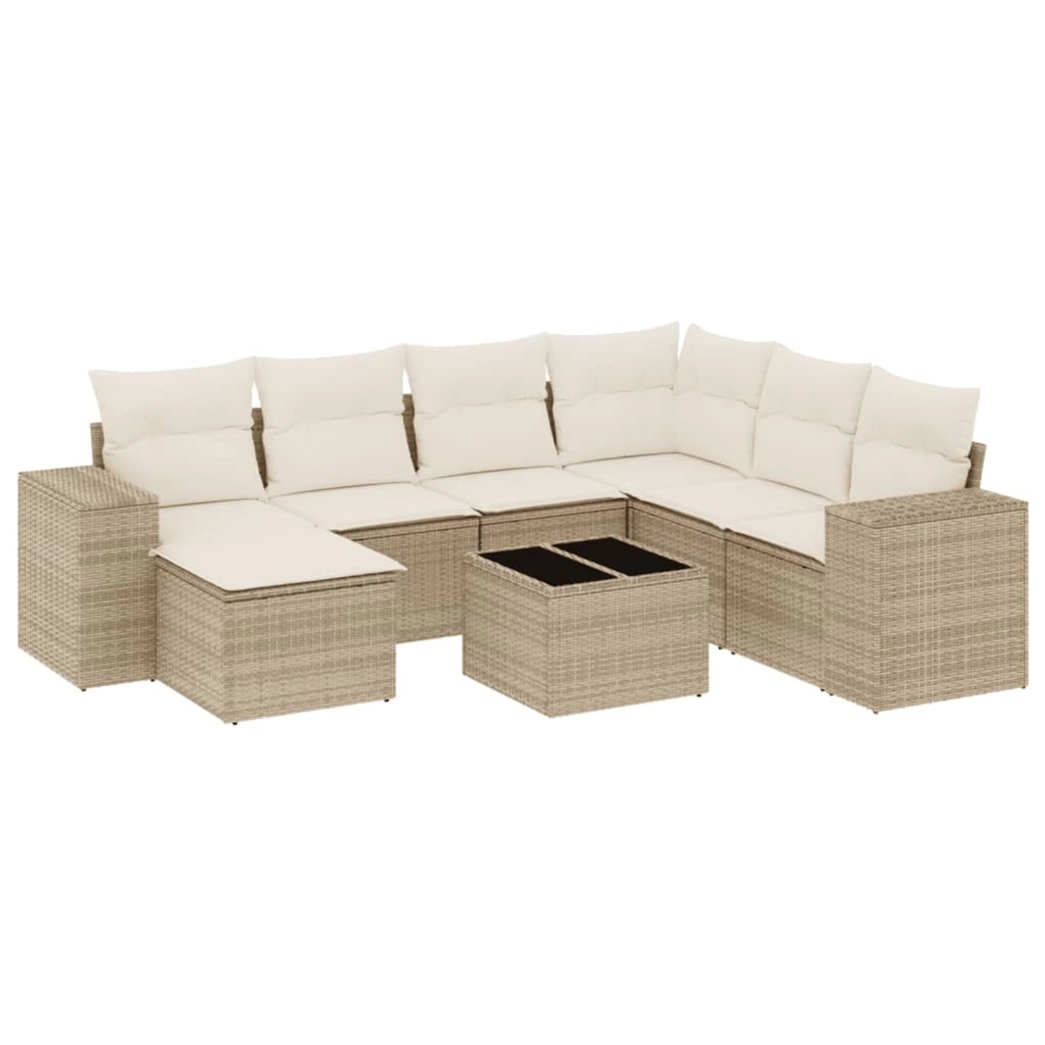 vidaXL 8-Tlg Garten-Sofagarnitur mit Kissen Beige Poly Rattan 3255245 günstig online kaufen