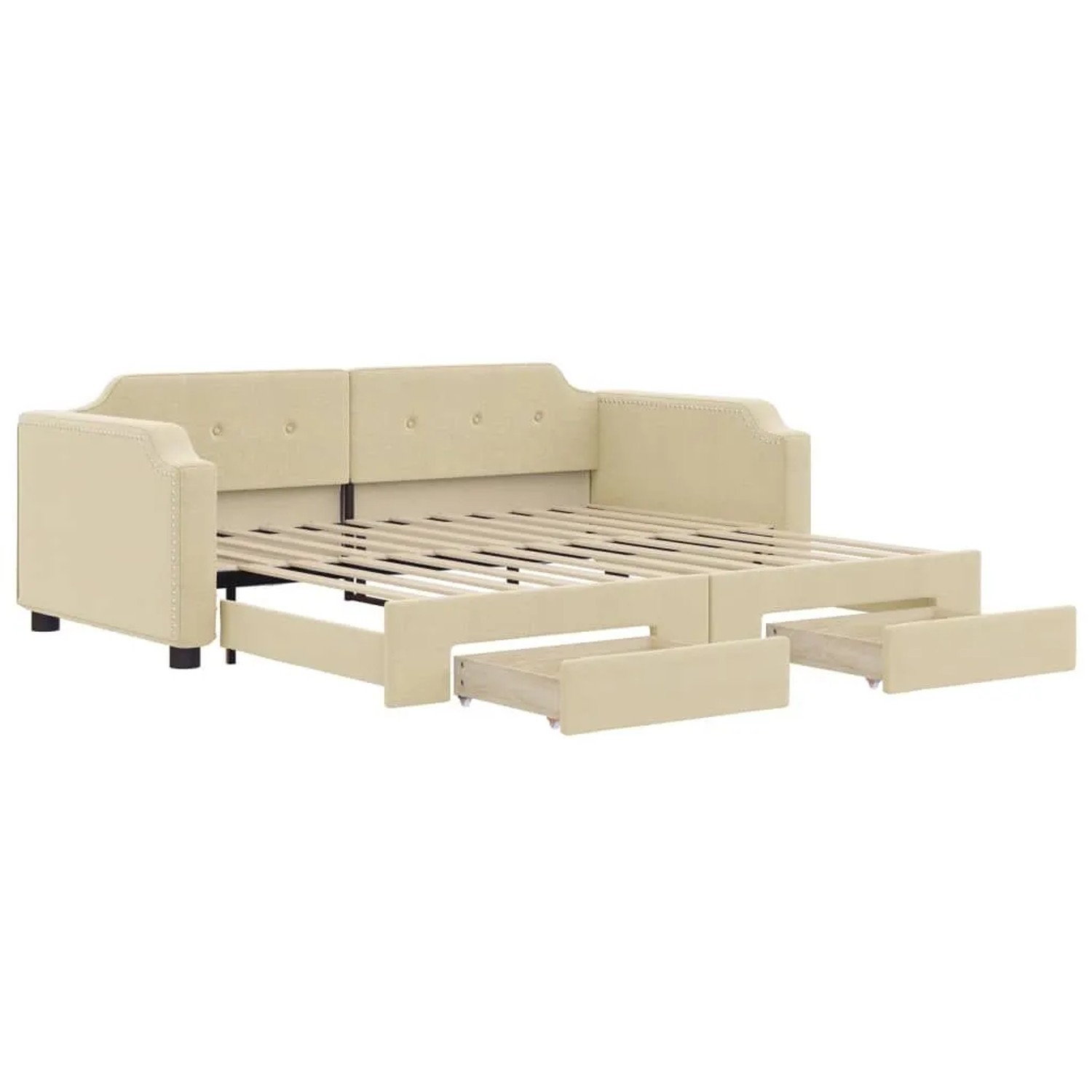vidaXL Tagesbett Ausziehbar mit Schubladen Creme 100x200 cm Stoff 3197679