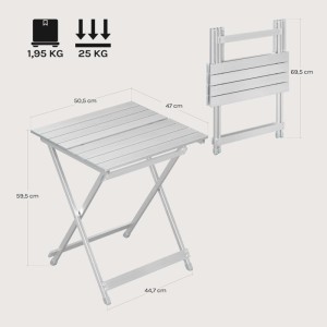 WOLTU Klapptisch Campingtisch Gartentisch Klappbar Aluminium Silber