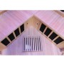 Innenansicht der Dewello Infrarotkabine Sauna aus Hemlock Tannenholz mit Lüftungsgitter und Strahlern.