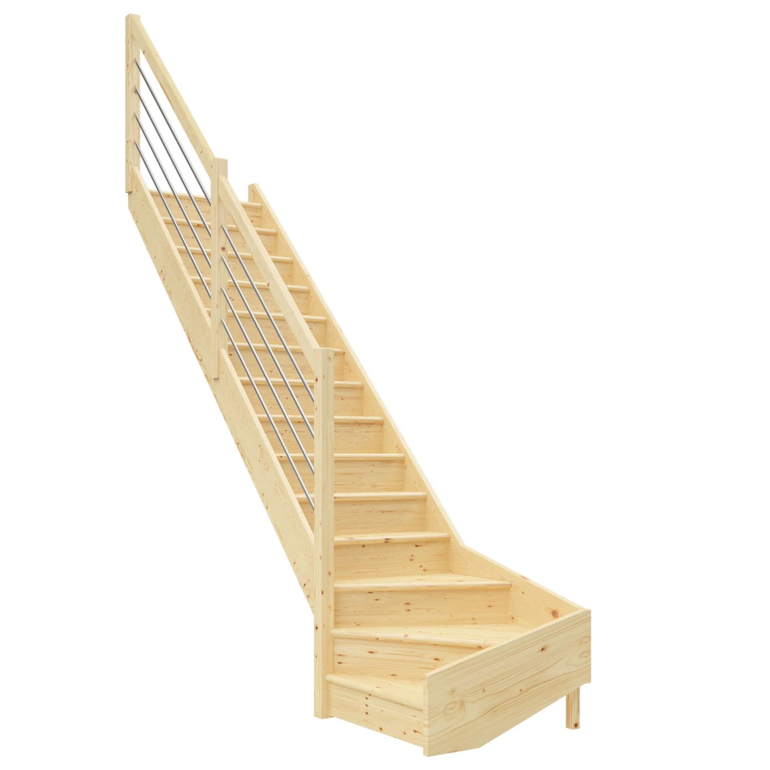 Dolle Raumspartreppe Paris 1/4-gew. Links Setzstufen Fichte roh E-Geländer günstig online kaufen