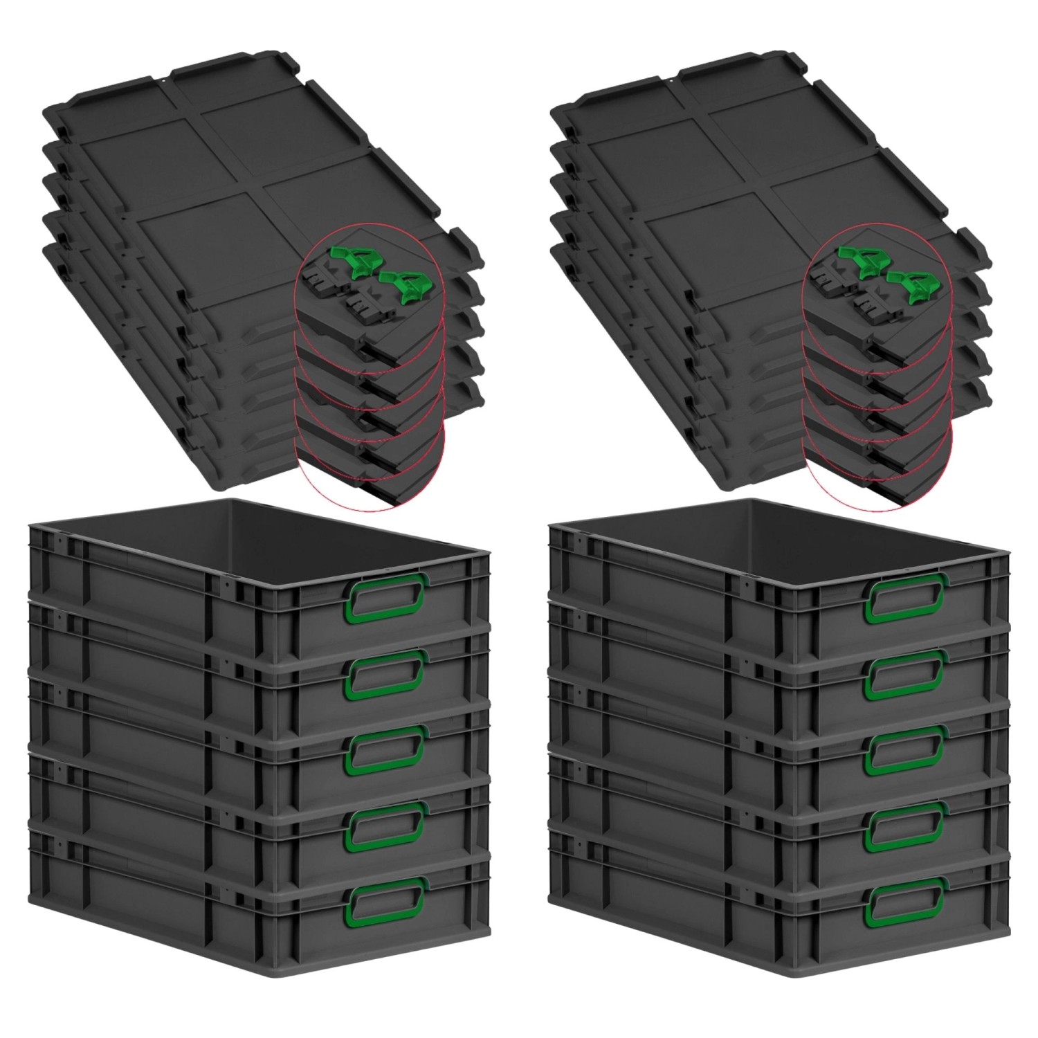 PROREGAL SuperSparSet 10x Eurobox Nextgen Color Mit Scharnierdeckel HxBxT 1 günstig online kaufen