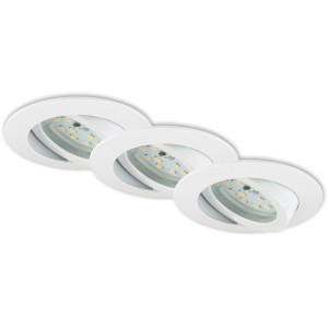 Briloner LED-Einbauleuchten 3er-Set, dimmbar und schwenkbar, in Weiß.
