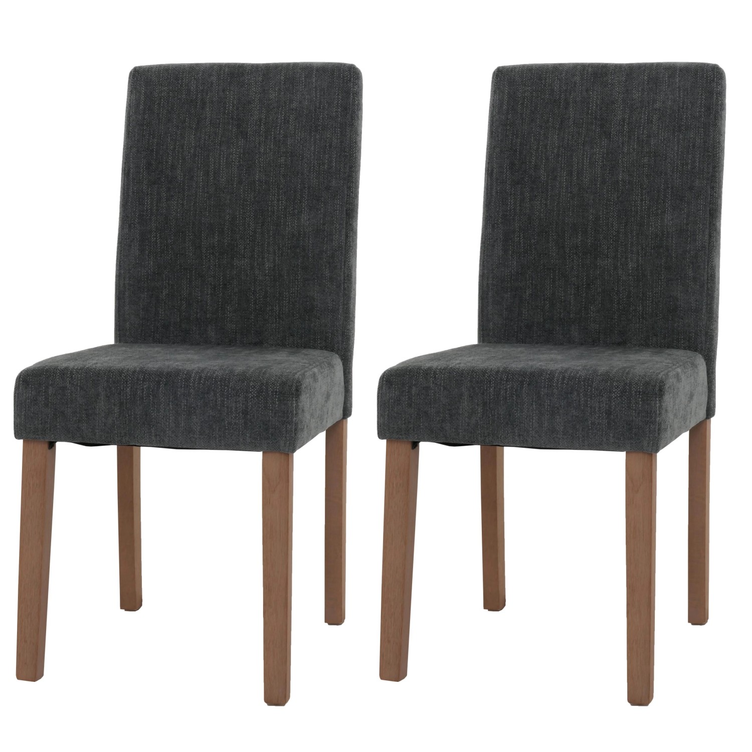 MCW Esszimmerstuhl Littau Chenille 2er-Set Dunkelgrau Naturfarbene Beine günstig online kaufen