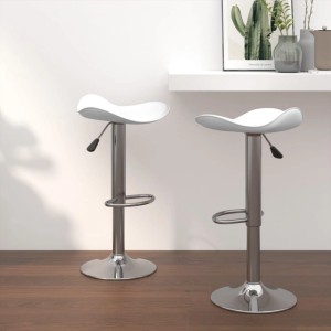 vidaXL Barhocker 2 Stk Weiß Verchromter Stahl und Kunstleder 335089
