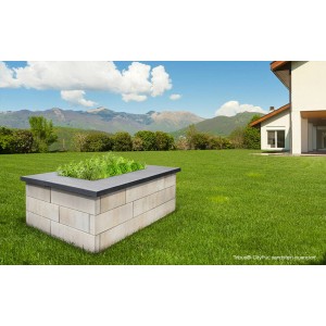 EHL Mauerstein Tribus CityPur Sandstein-Nuanciert als Hochbeet im Garten.