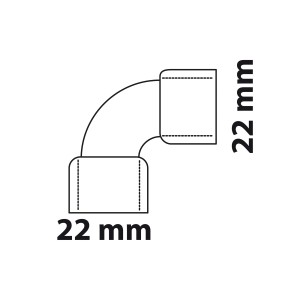 Kirchhoff Bogen 90° 22 mm, blanker Kupfer Lötfitting mit zwei Muffen für Sanitär- und Heizungsinstallationen.