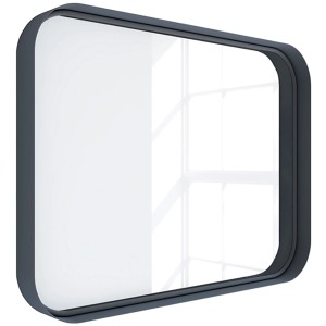 Rechteckiger Randal Metallspiegel, 80x60 cm, schwarzer Rahmen.