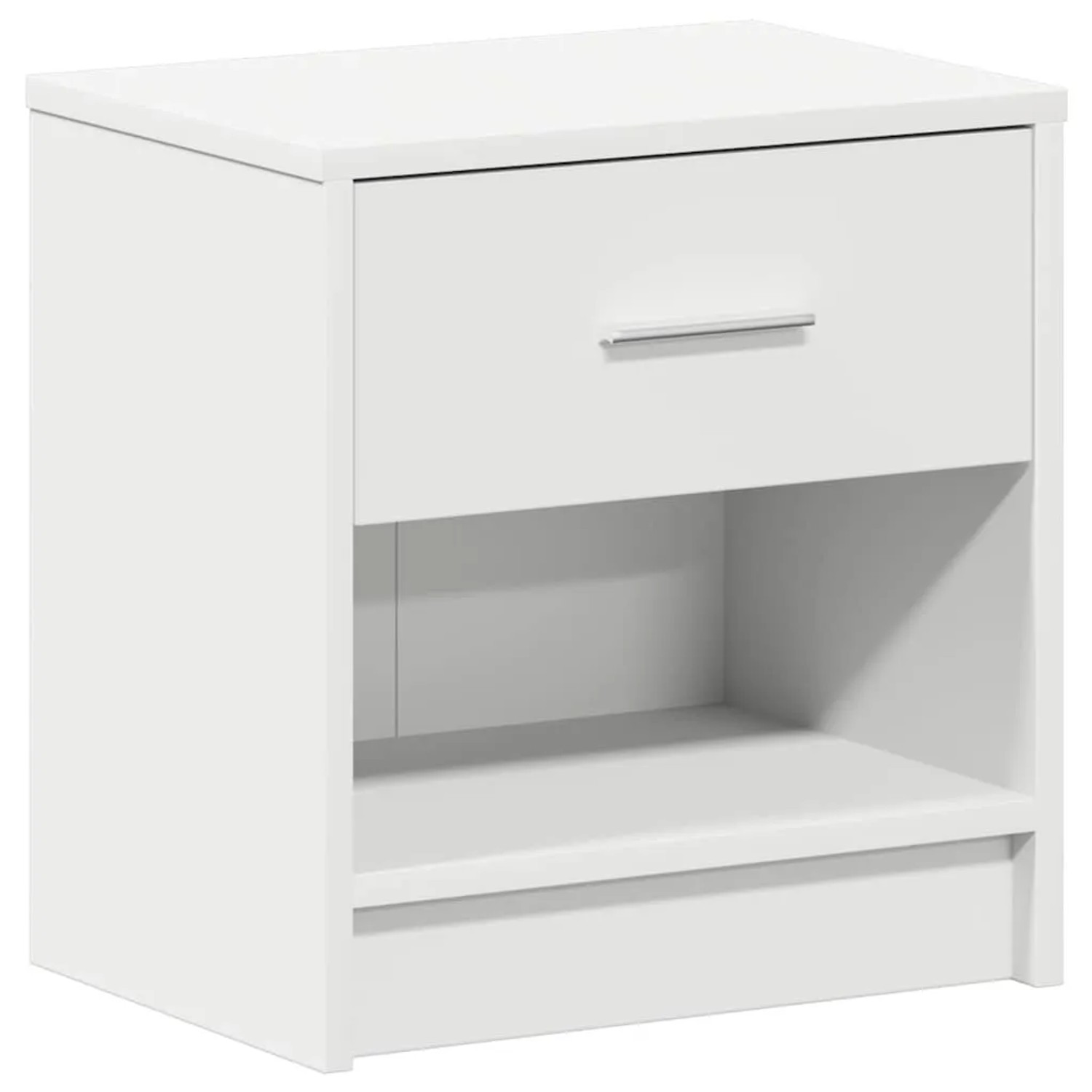Weißer Nachttisch mit Schublade und offenem Fach, vidaXL. Ideal für Schlafzimmer.