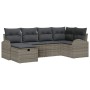 Graues 6-tlg. vidaXL Garten-Sofa-Set aus Poly Rattan mit Kissen und Stauraum.