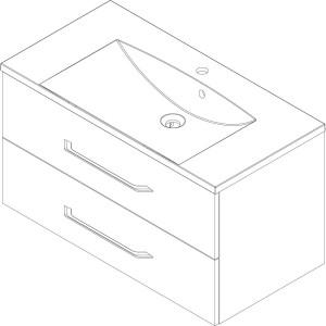 Fackelmann Waschplatz B.clever 90 cm, Alaska Esche Dekor, mit Unterschrank und zwei Schubladen.