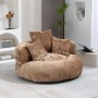 Brauner Chenille Sitzsack Stuhl mit 3 Kissen. Rundes Sofa für Erwachsene, ideal für Wohnzimmer, Gaming & Entspannung.