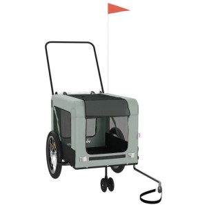 vidaXL Fahrradanhänger Hunde Grau und Schwarz Oxford-Gewebe und Eisen 93937