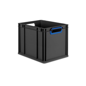 PROREGAL Eurobox Nextgen Color HxBxT 32x30x40cm 30 Liter Griffe Blau Offen Schwarz Eurobehälter Transportbox Transportbehälter