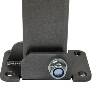 Detailaufnahme: Klappbarer UvV Comfy Absperrpfosten, 70x70mm, Stahl, feuerverzinkt, beschichtet.