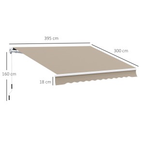 Beige Outsunny Gelenkarmmarkise aus Polyester und Aluminium, 395 x 300 cm, für Balkon & Terrasse.