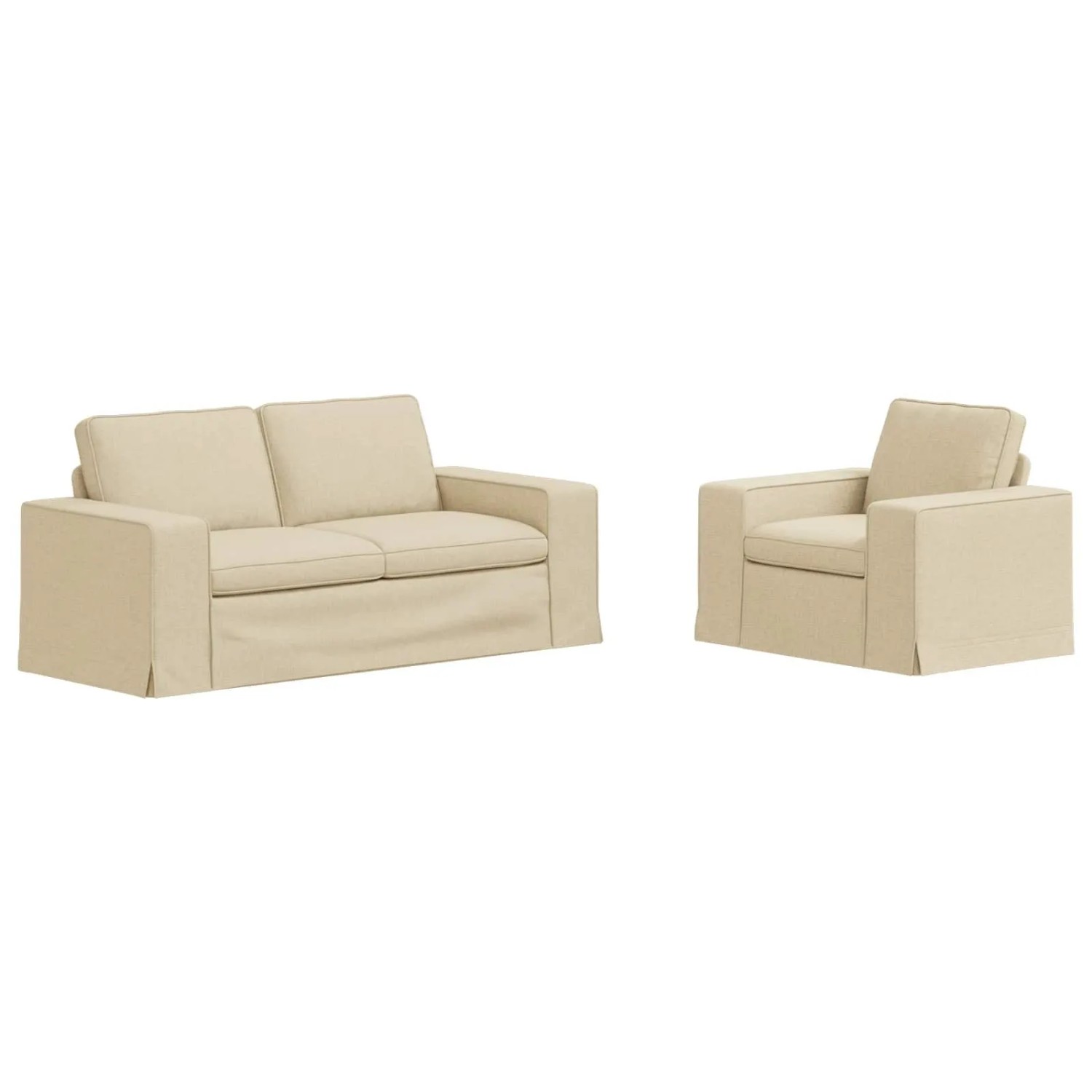 vidaXL Sofa 2-Tlg Creme 182 x 80 x 82 cm Stoff 3407549