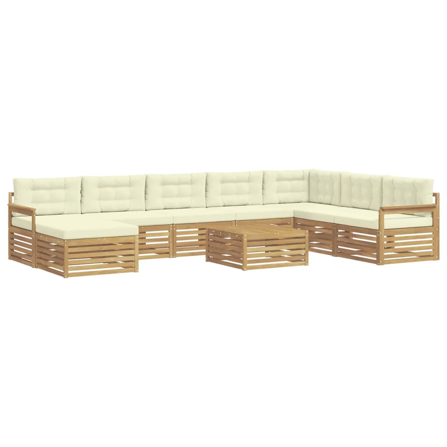 vidaXL Outdoor-Sofagarnitur 9-Tlg Weiß und Creme Massivholz Akazie 3390990