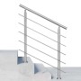Edelstahl Geländer 120 cm mit 5 Querstäben auf Betontreppe. Modernes Treppengeländer für Innen & Außen.