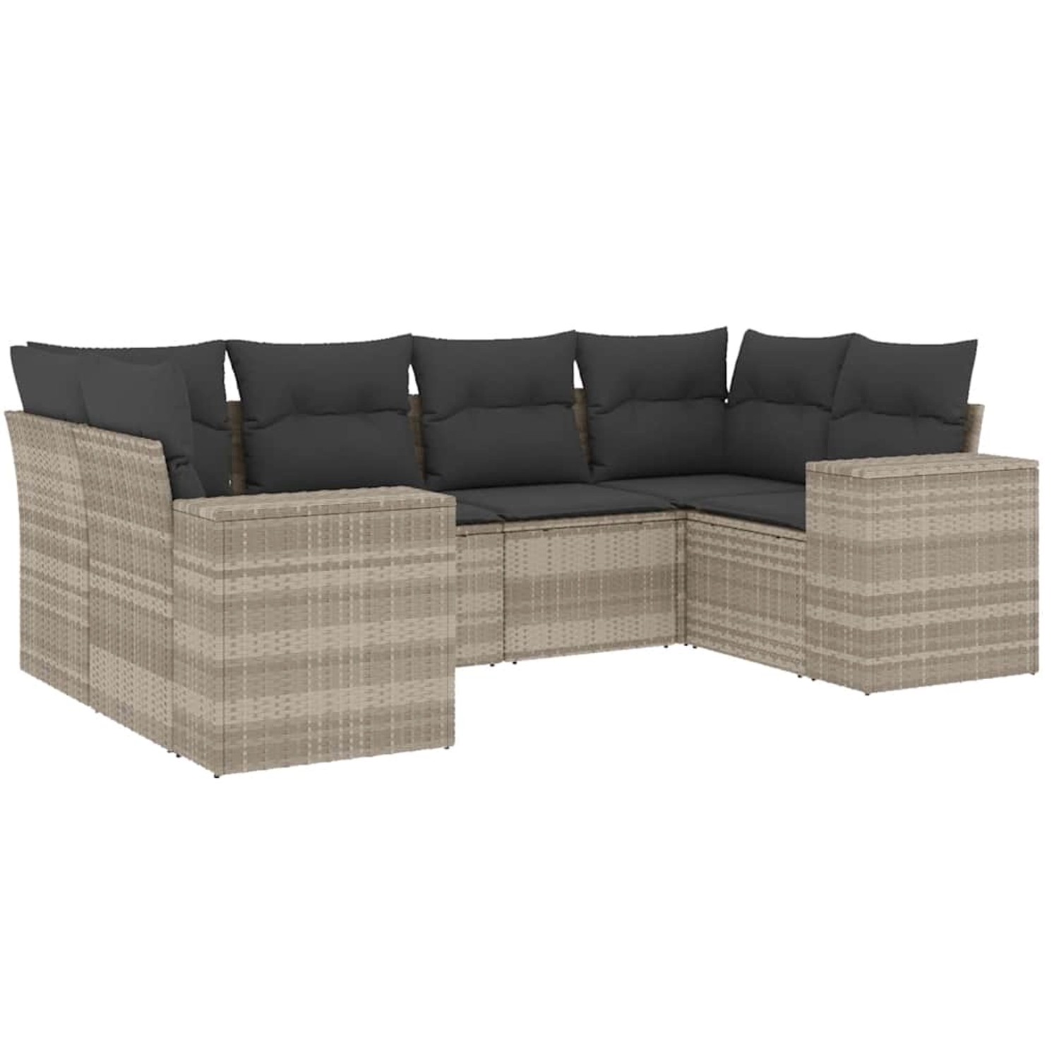 vidaXL 6-Tlg Garten-Sofagarnitur mit Kissen Hellgrau Poly Rattan 3222981