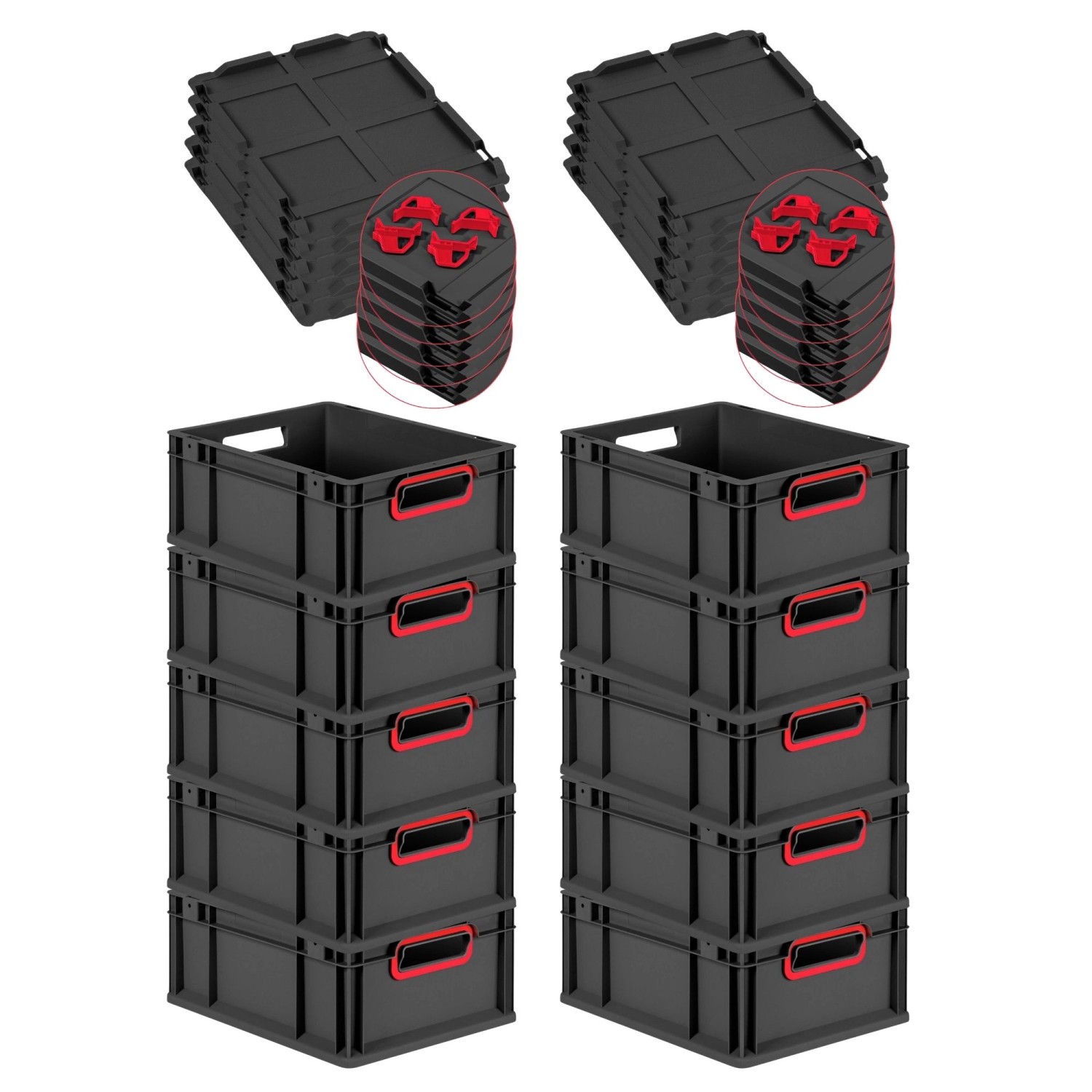 PROREGAL SuperSparSet 10x Eurobox Nextgen Color Mit Auflagedeckel HxBxT 17x günstig online kaufen
