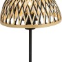 Schwarze Globo Tischlampe mit Bambusschirm, modernes Design für Wohnräume.