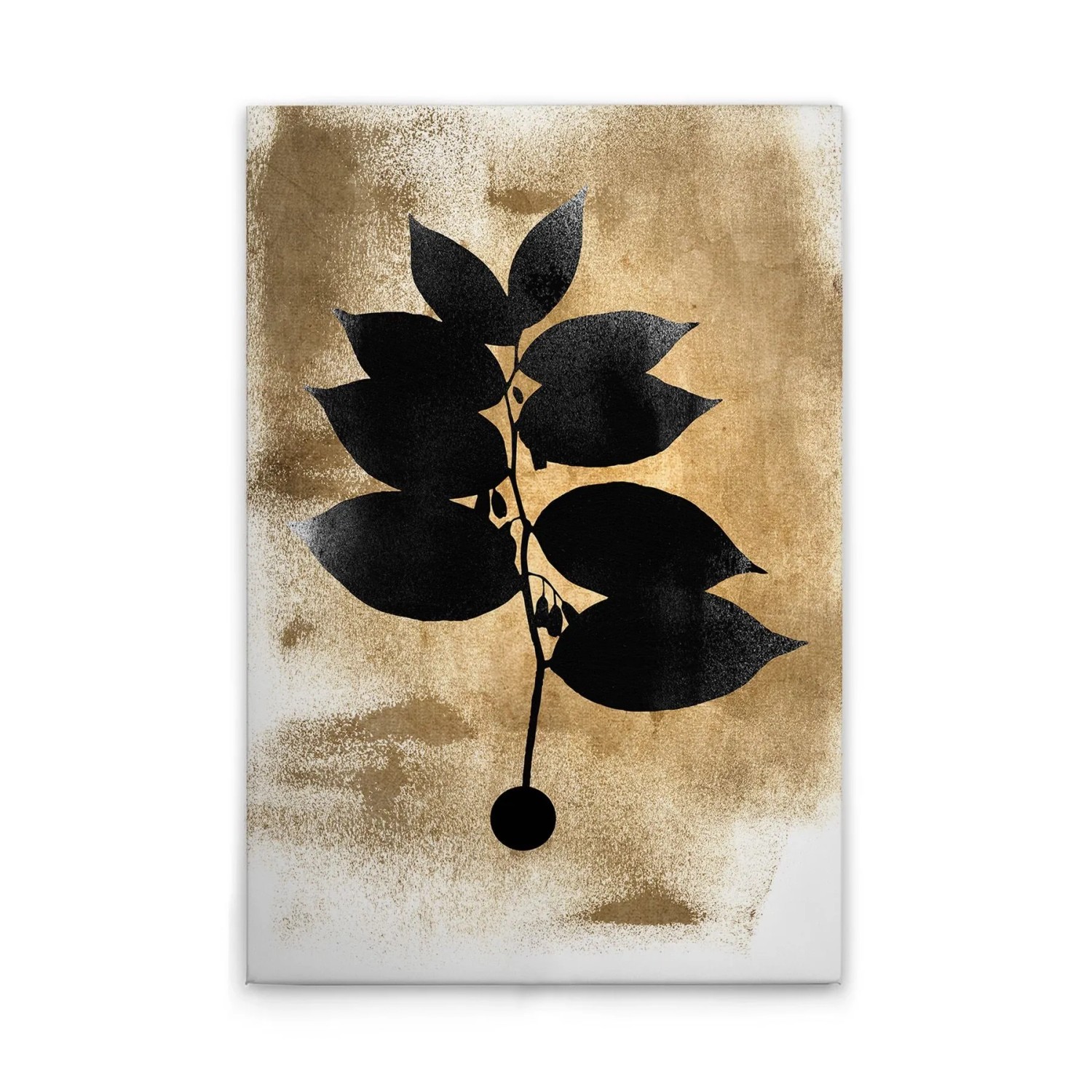 Tadessi Leinwandbild - M1-No.50731 - Blätter Schwarz Gold - 80 x 120 cm - Querformat