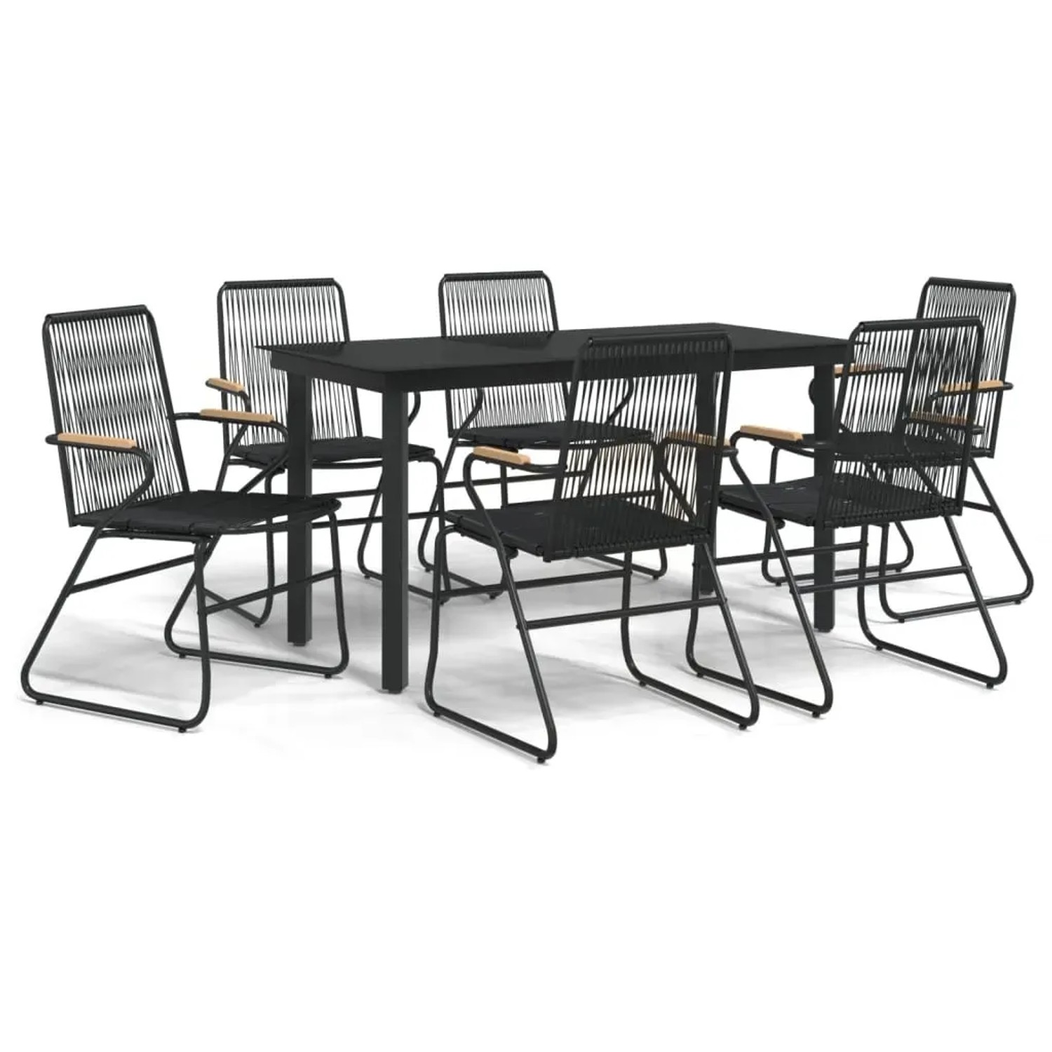 vidaXL 7-Tlg Garten-Essgruppe Schwarz PVC-Rattan 3099212