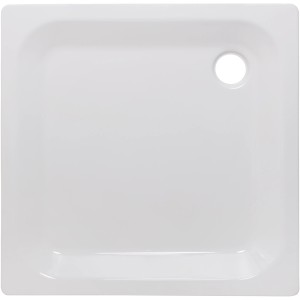 Sanicomfort Stahl Duschwanne, 90x90 cm, weiß, quadratisch.