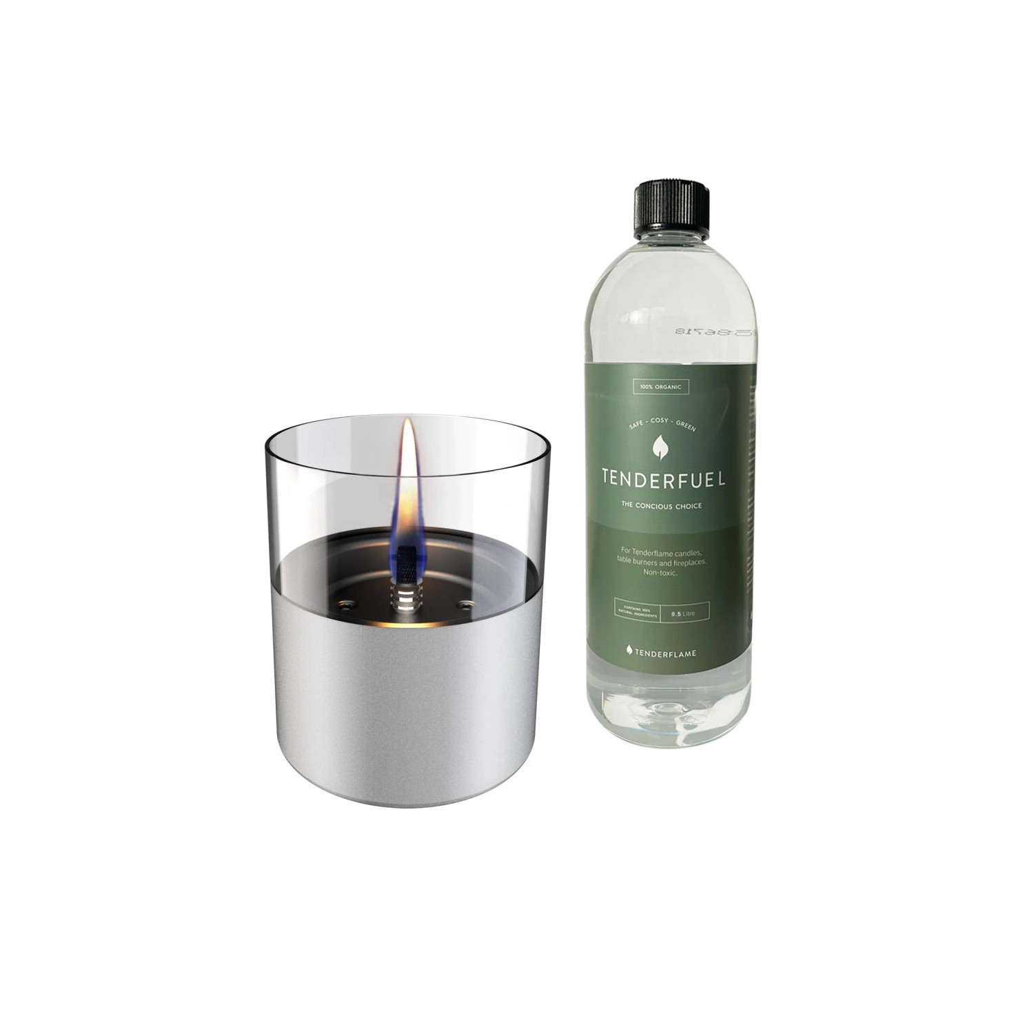 Tenderflame Tischfeuer Set Lilly Alu inkl. 500 ml Fuel