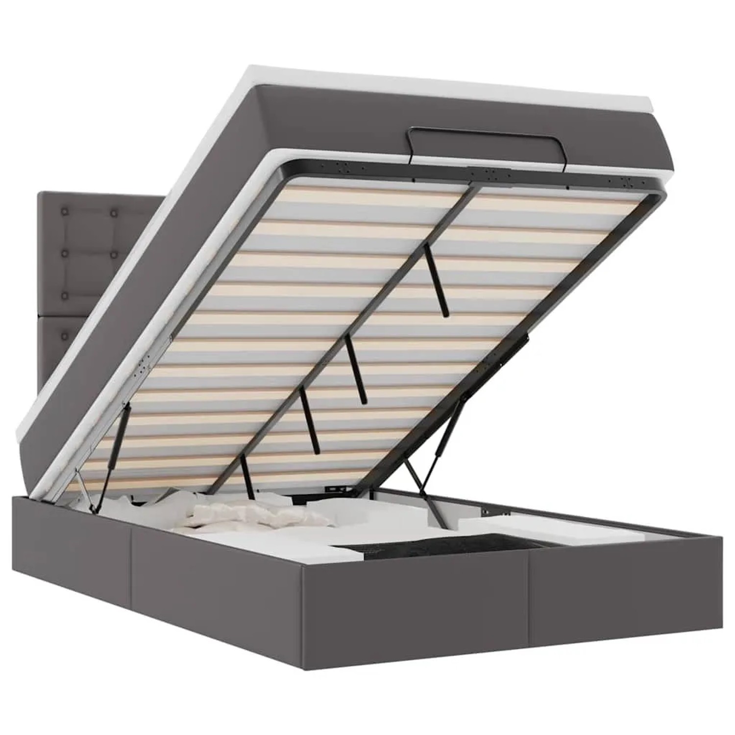 vidaXL Ottoman-Bett mit Matratze & LEDs Grau 120x200 cm Kunstleder 3313848