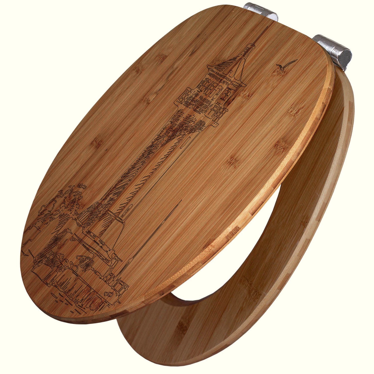 Banjado WC Sitz Bambus Holz Mit Gravur Toilettendeckel Mit Absenkautomatik günstig online kaufen