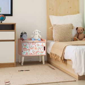 Relaxdays Kindernachttisch MDF Holz Bunt Mit Staufach 41 cm x 40 cm x 30 cm 4,5 kg