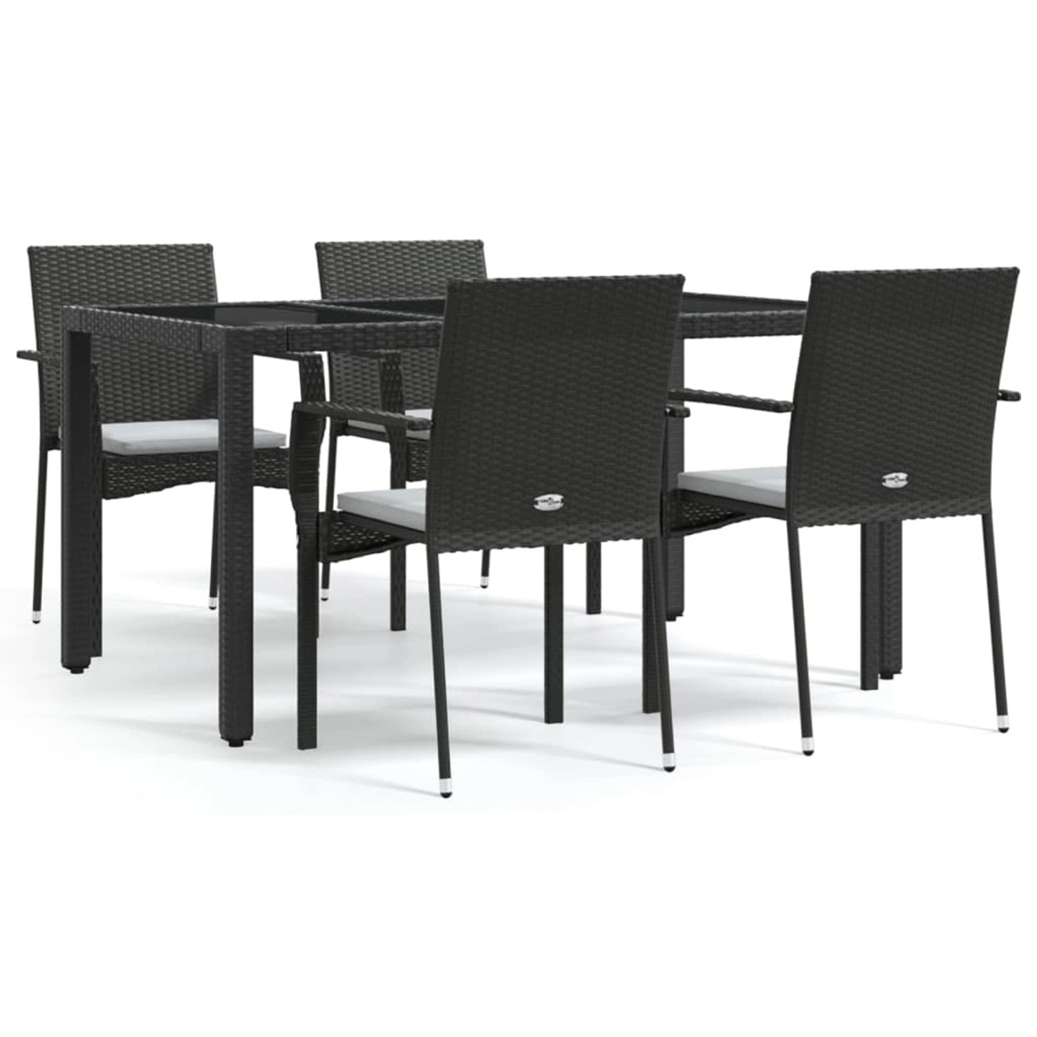 vidaXL 5-Tlg Garten-Essgruppe mit Kissen Schwarz Poly Rattan 3184977