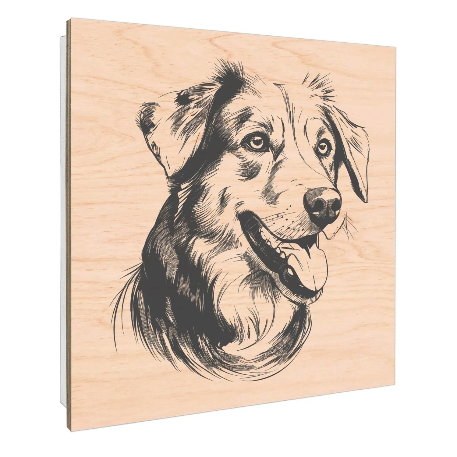 Banjado Schlüsselbox aus Holz, 30x30cm, weiß, mit Hundeillustration auf der Front. Schlüsselkasten für 50 Schlüssel.