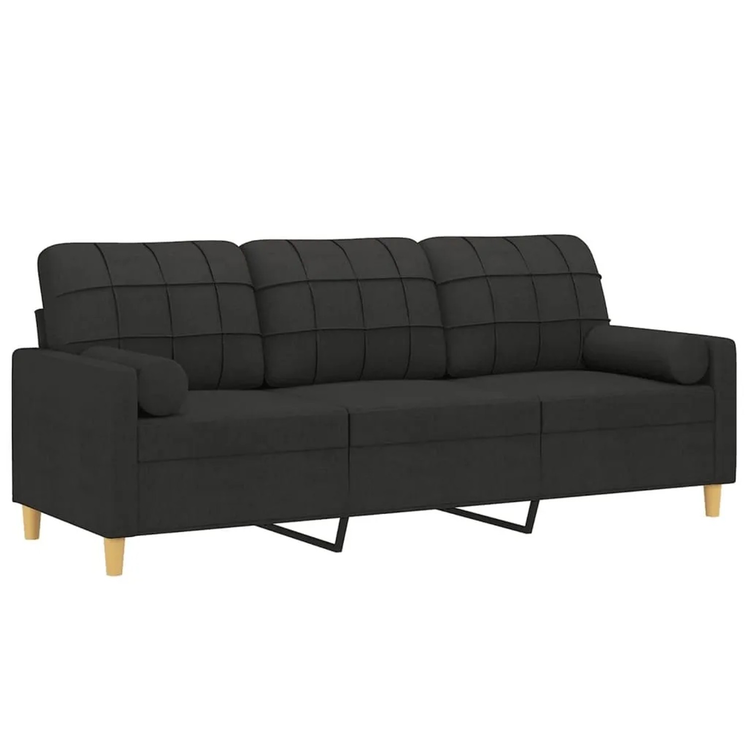 vidaXL 3-Sitzer-Sofa mit Zierkissen Schwarz 180 cm Stoff 3200794 günstig online kaufen