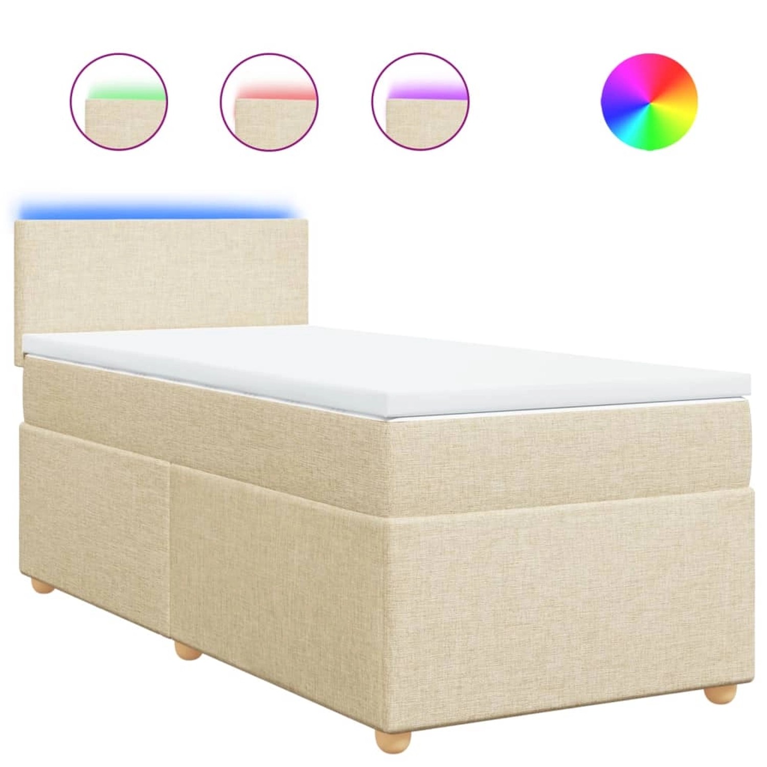 vidaXL Boxspringbett mit Matratze Creme 90x200 cm Stoff 3288861 günstig online kaufen