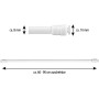 Weiße Bestlivings Klemmstange mit Schraubtechnik, ausziehbar von 60 bis 90 cm, für Gardinen.
