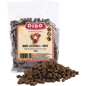 Dibo Hunde-Belohnungssnacks Barf Ente, 200g Packung. Leckerli für Hunde mit Entenfleisch.