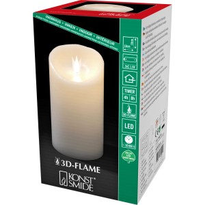 Konstsmide LED Echtwachskerze mit 3D-Flamme, 18cm hoch, mit Timer im Karton.
