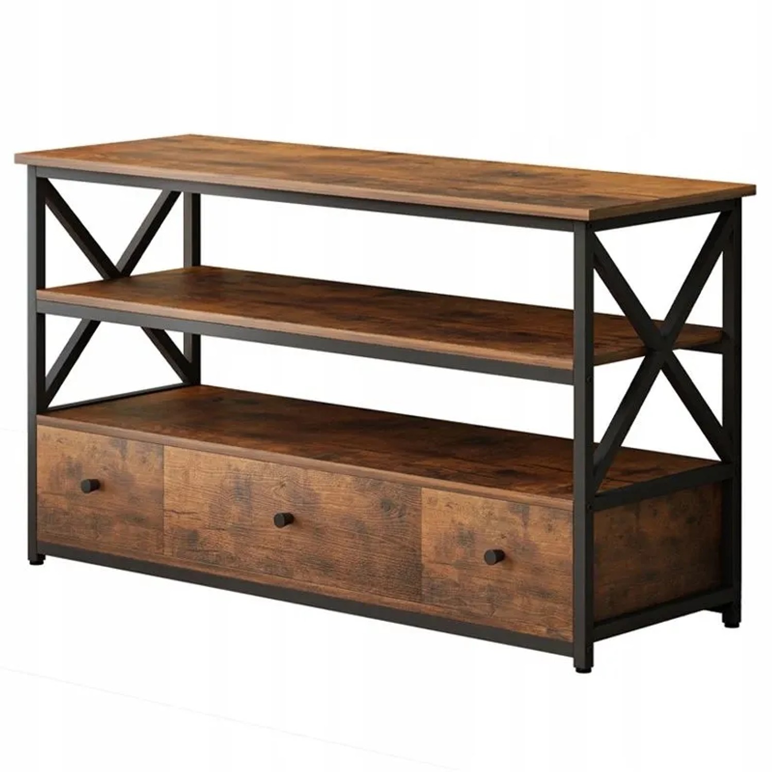 Rebiko Tv Schrank Für Fernseher Loft Kommode Für Wohnzimmer Mit Regalen Und Schubladen 110 Cm