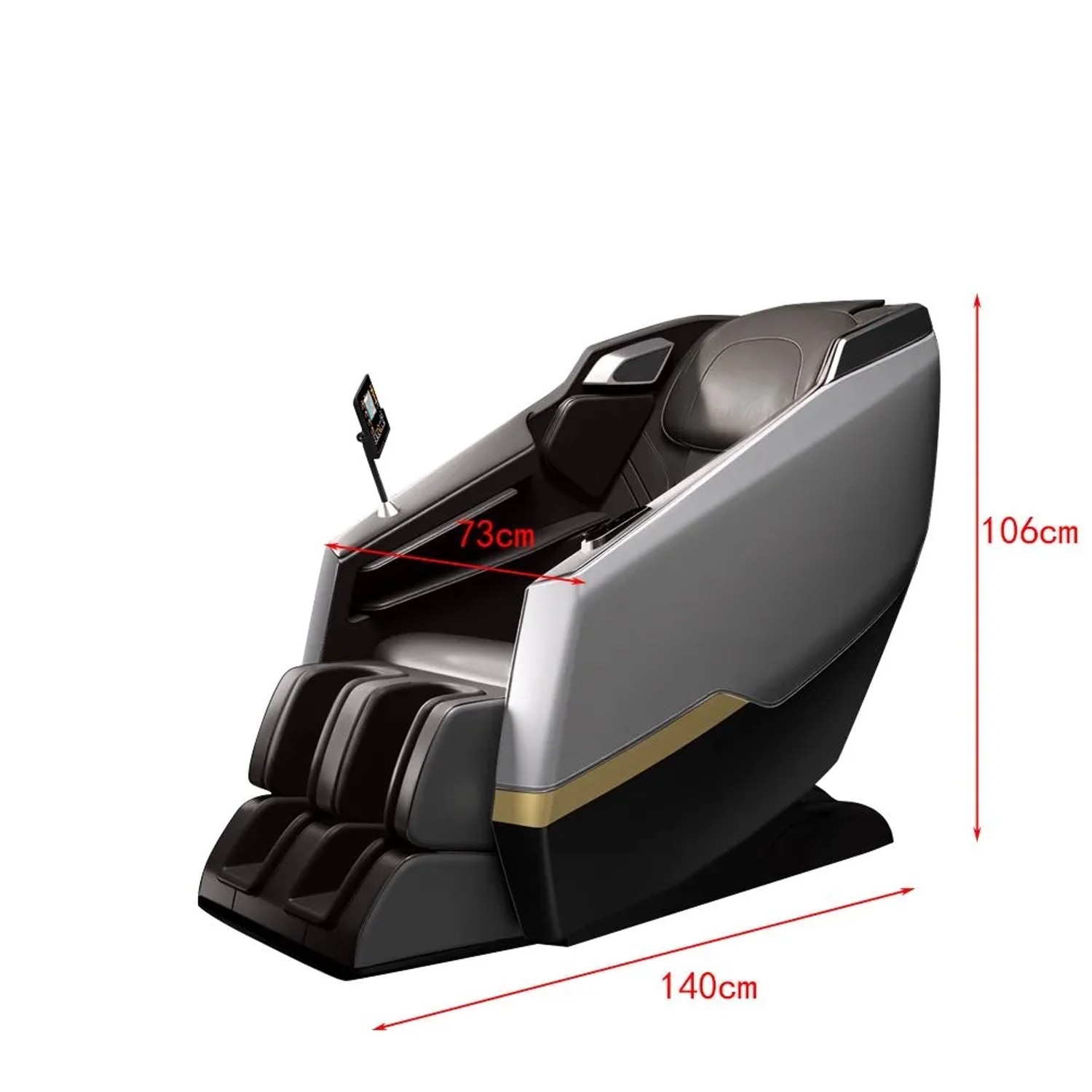 Grauer 360Home Massagesessel Zero-Gravity mit Heizfunktion, Bluetooth. L140xT73xH106cm. Tiefenmassage & Relaxsessel.