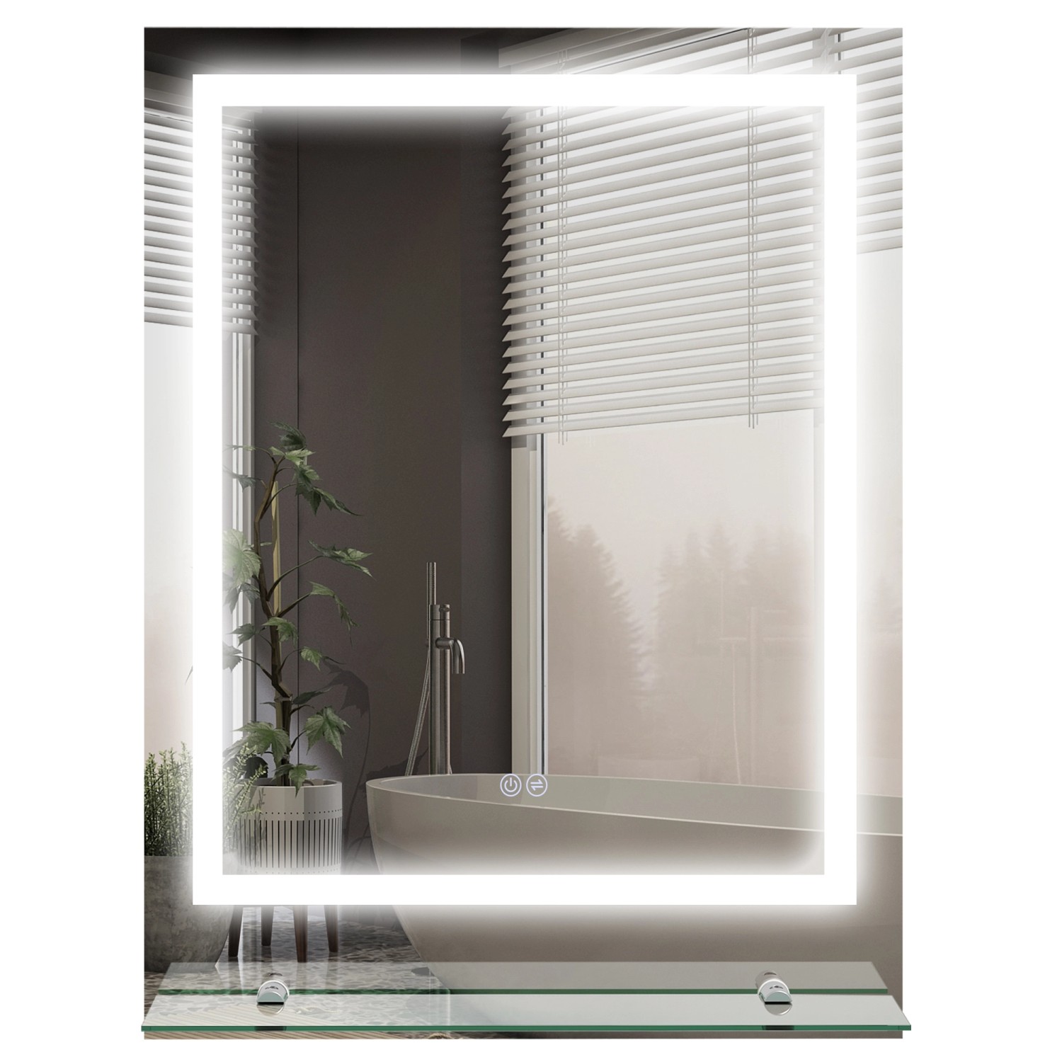 Kleankin Badspiegel Kunststoff Hartglas Transparent 70L x 50B x 2,7H cm günstig online kaufen