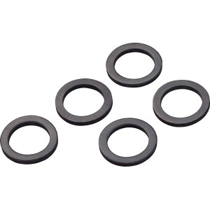 Fünf graue Dichtungsringe aus Gummi, 2 mm stark, für Mischdüsen.